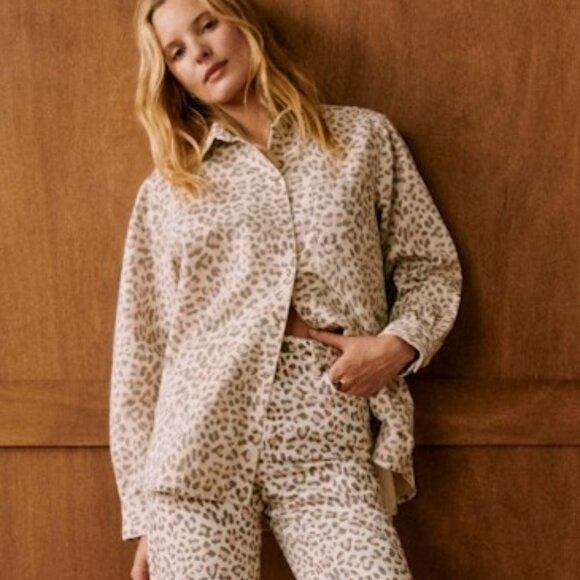 Sezane Max Pale Leopard Shirt sz 34 - Picture 1 of 4